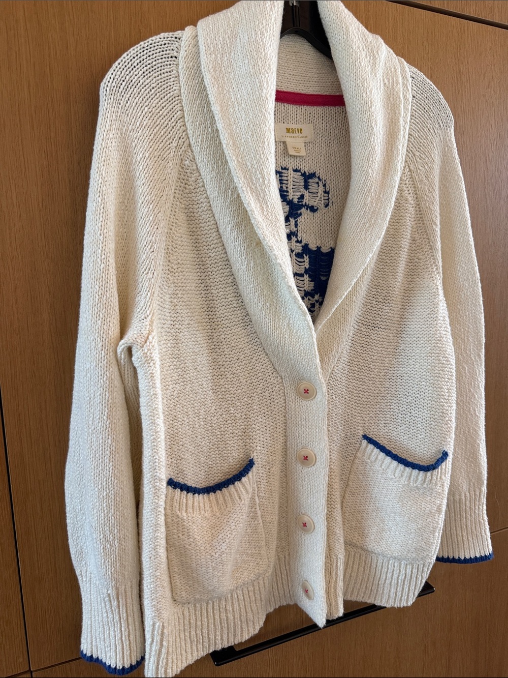 Anthropologie Maeve Lobster Cardigan Sweater Cream Color size Small - Picture 6 of 16